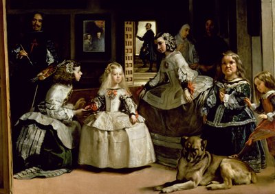 Las Meninas, detail of the lower half depicting the family of Philip IV of Spain, 1656 (detail) by Diego Velázquez